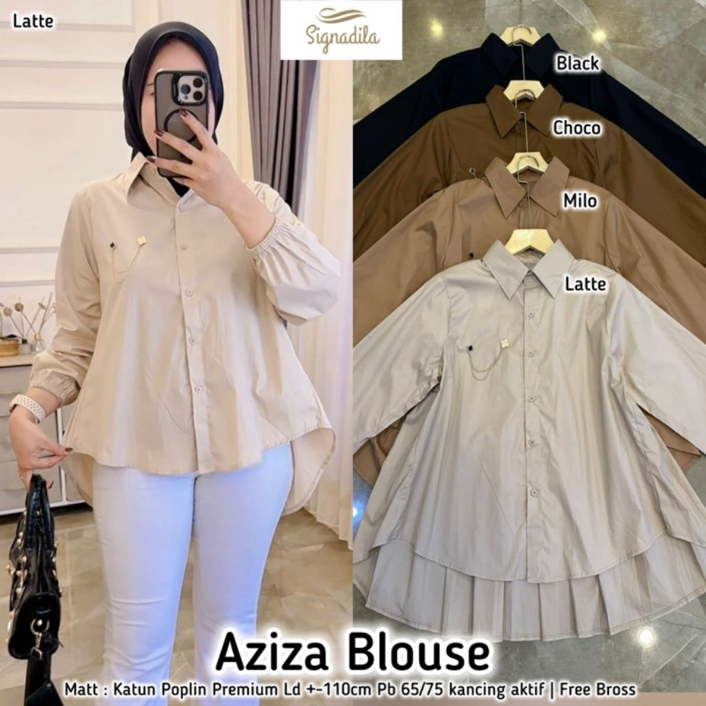 aziza kemeja blouse ori moca signadilla kemeja putih wanita kemeja kantor wanita casual kemeja jumbo