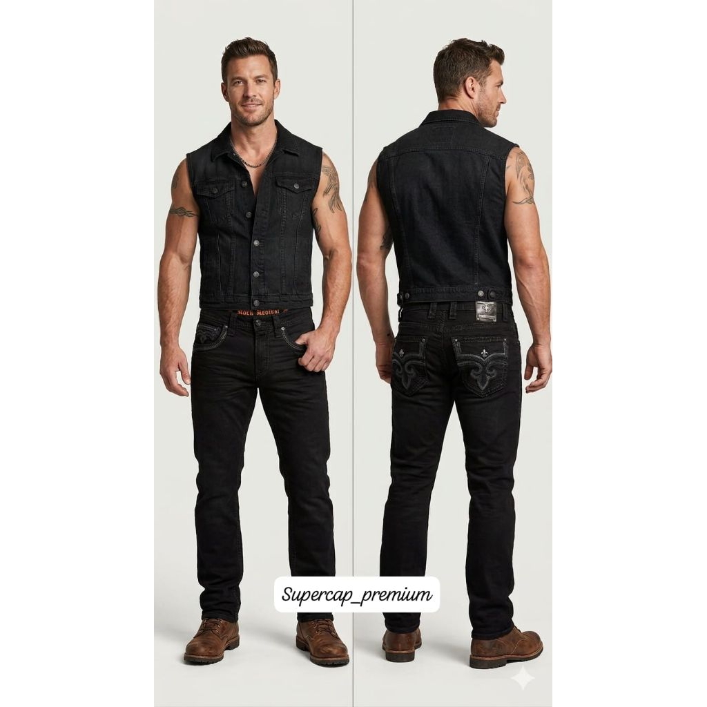 Celana panjang jeans Rock Revival blue washed slim straight/celana jeans pria keren/celana pria impo