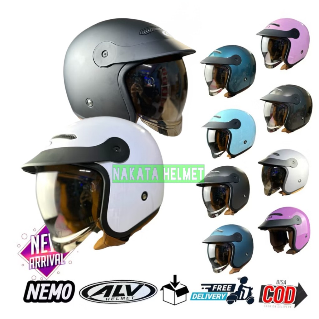 Helm retro ALV NEMO terbaru | bogo helmet pria wanita SNI