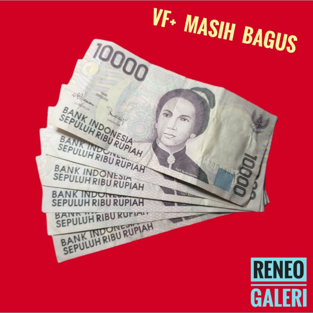 VF+ asli 10.000 Rupiah Cut nyak dien Dhien tahun 1998 Rp 10000 danau Sagara anak uang kertas kuno du