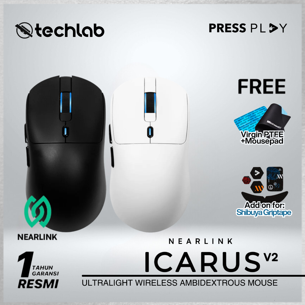 Press Play ICARUS V2 Nearlink NL Ultralight Wireless Gaming Mouse PAW3395 by PressPlay