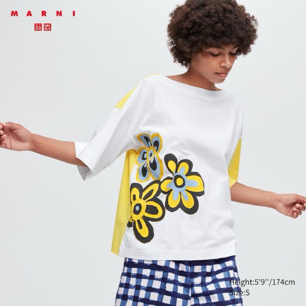 Marni Uniqlo Graphic Oversized Boxy T-Shirt / Kaos Wanita Marni X Uniqlo