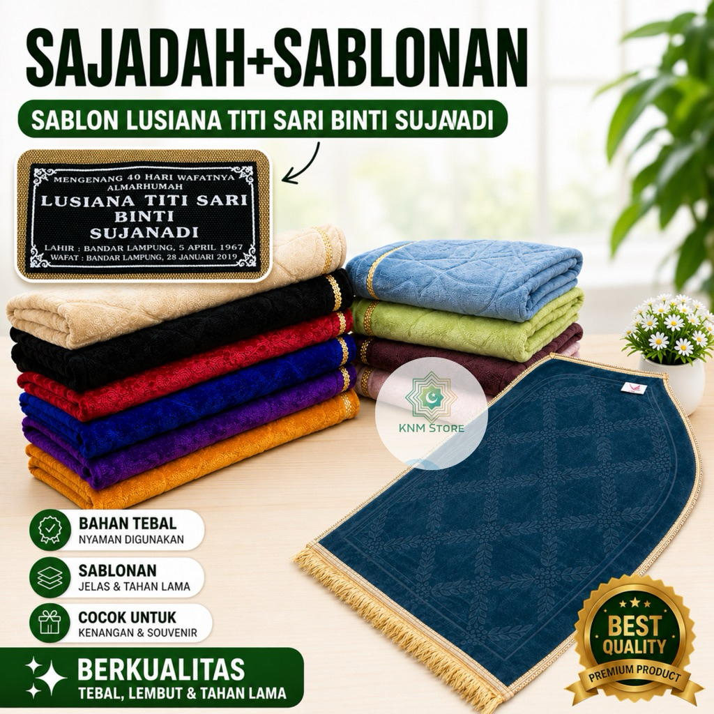 SAJADAH TURKI SABLON+SAJADAH BUAT HAULAN DAN SOUVENIR MENGENANG 40 HARI SAMPAI 100 HARIAN