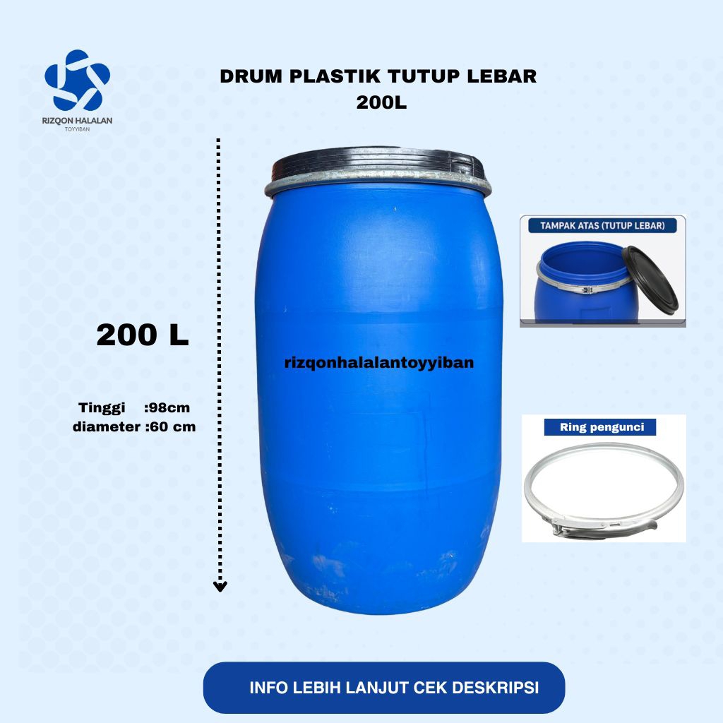 Drum Plastik tutup lebar 200 L