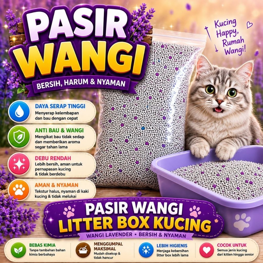 PASIR WANGI 1 KILO - Pasir Wangi Kucing Pasir Kucing Pasir Poop Kucing Alas Kucing Pasir Litterbox K