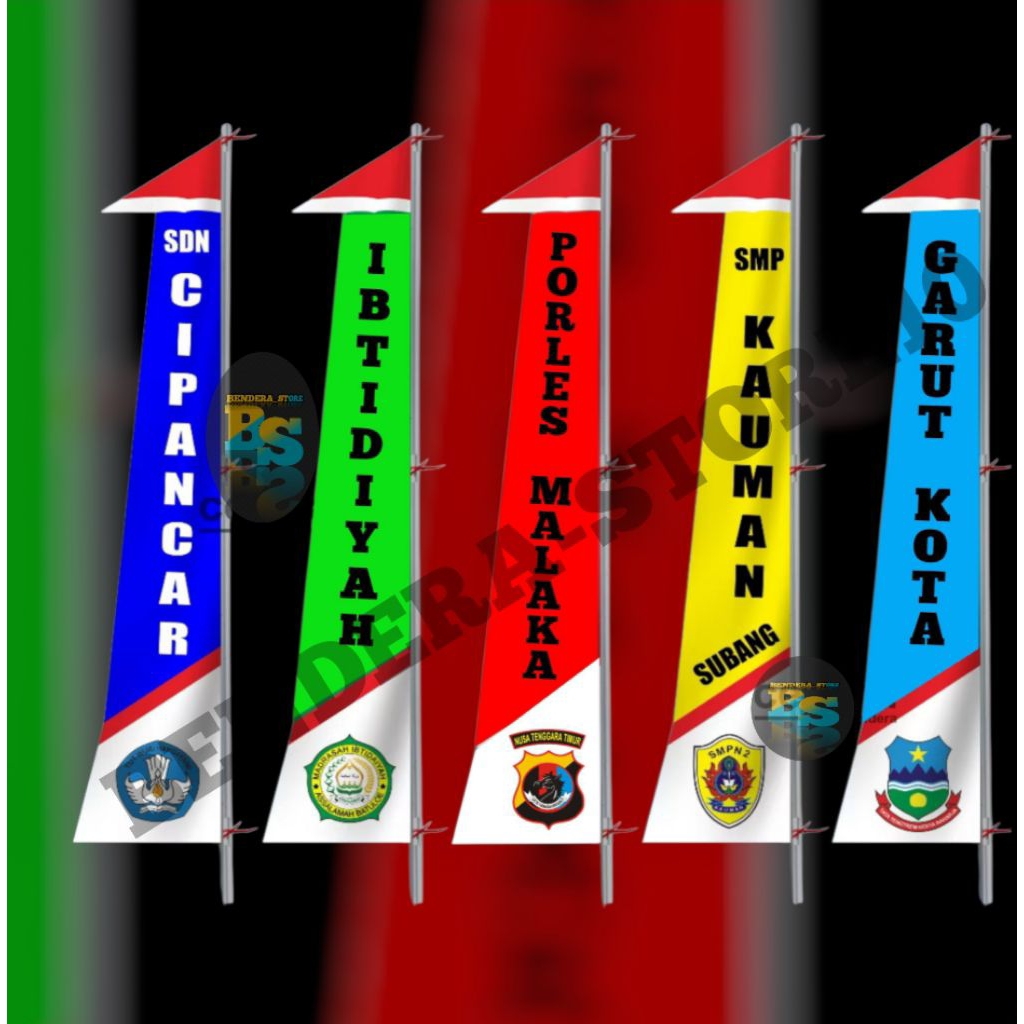 BENDERA UMBUL UMBUL CUSTOM SABLON DESAIN BEBAS PANJANG 3 MTR