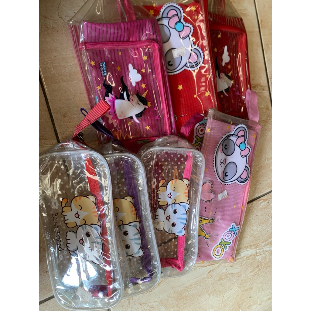 tas kecil serba 10ribu,tas plastik tebal,tas makeup,tas pensil,dll