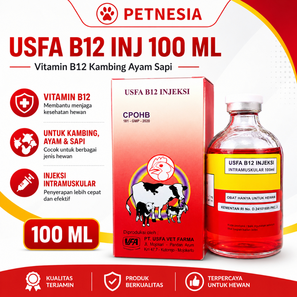 USFA B12 INJ 100 ML - Vitamin B12 Kambing Ayam Sapi