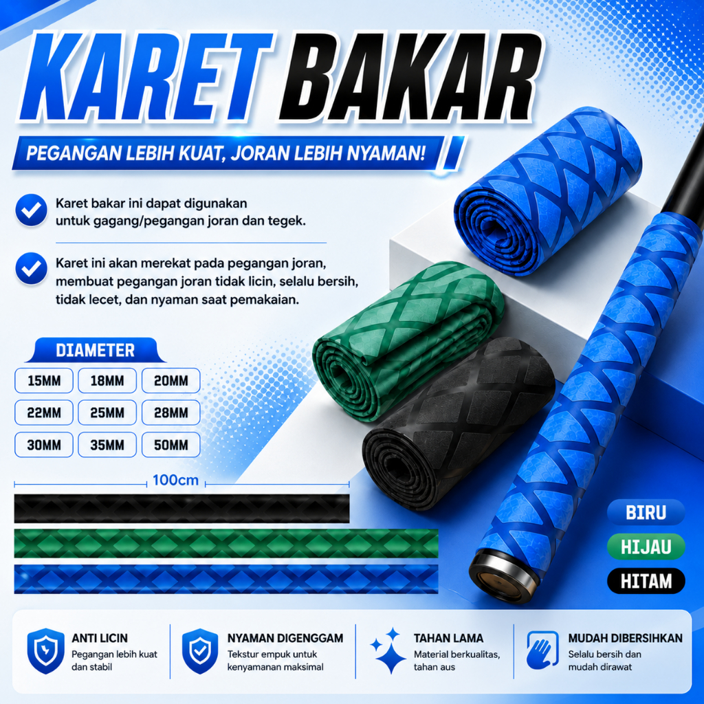 Grip Karet Bakar Motif X Pelindung Joran Tegek 1 Meter