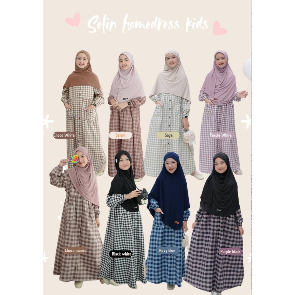 GAMIS SELIN KIDS BY KFM | GAMIS ANAK MOTIF KOTAK KOTAK | GAMIS ANAK COTTON MOTIF ADEM NYAMAN