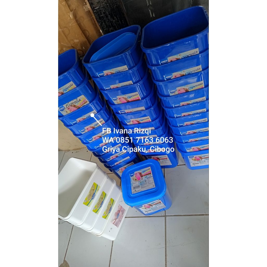 Ember Bekas Es Krim 8 liter | Ember Plastik Espessia 8 Liter Kotak Biru