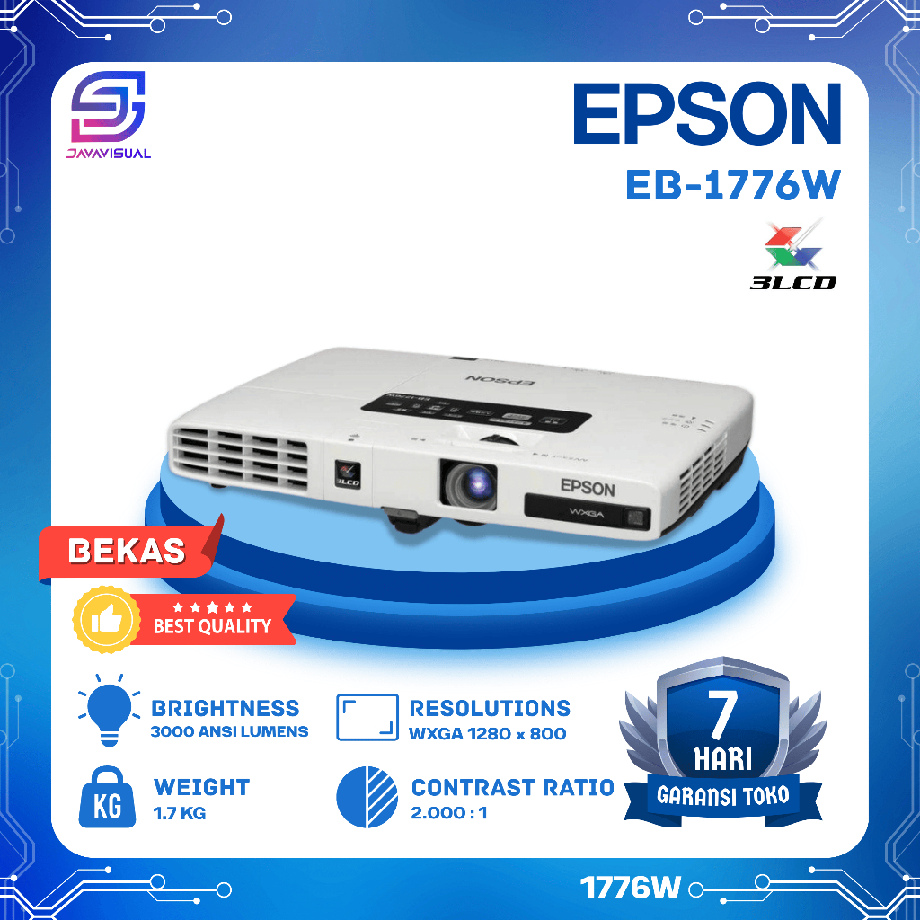 PROYEKTOR CASIO EPSON EB-1776W HDMI 3000 LUMENS SECOND BERKUALITAS