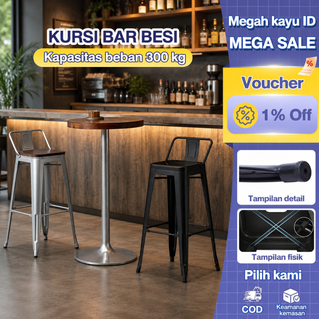 Kursi Bar Besi Kursi Besi Kursi Cafe Kursi Persegi Tinggi Kursi Tolix kursi Tinggi Kursi Makan