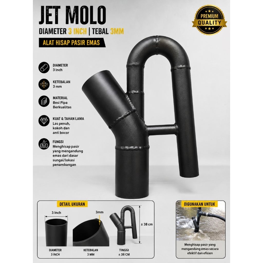 JET MOLO 3 Inch plus REDUSER, Alat tambang emas bertekanan tinggi