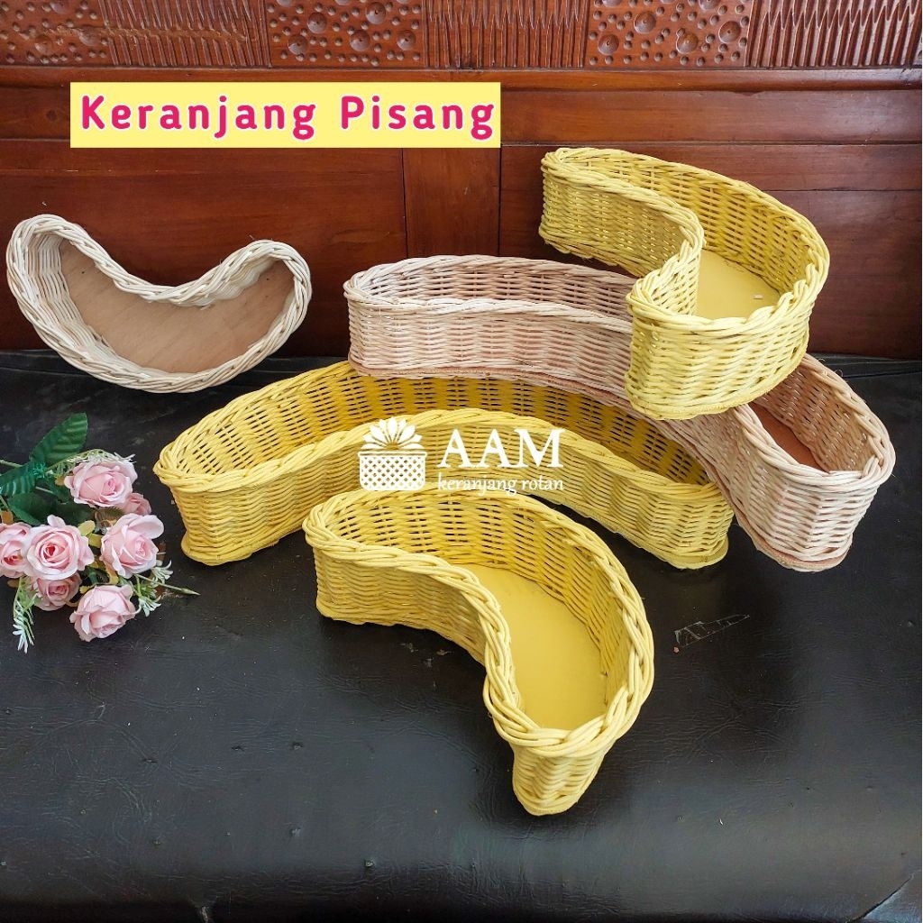 Keranjang Rotan Pisang - Keranjang Oval Sabit/Keranjang Bulan Sabit