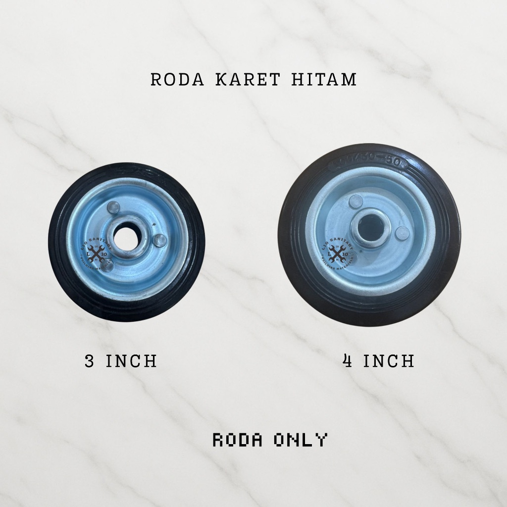 Roda Karet Hitam 4" / Roda Troli / Roda Karet Troly 4 Inch