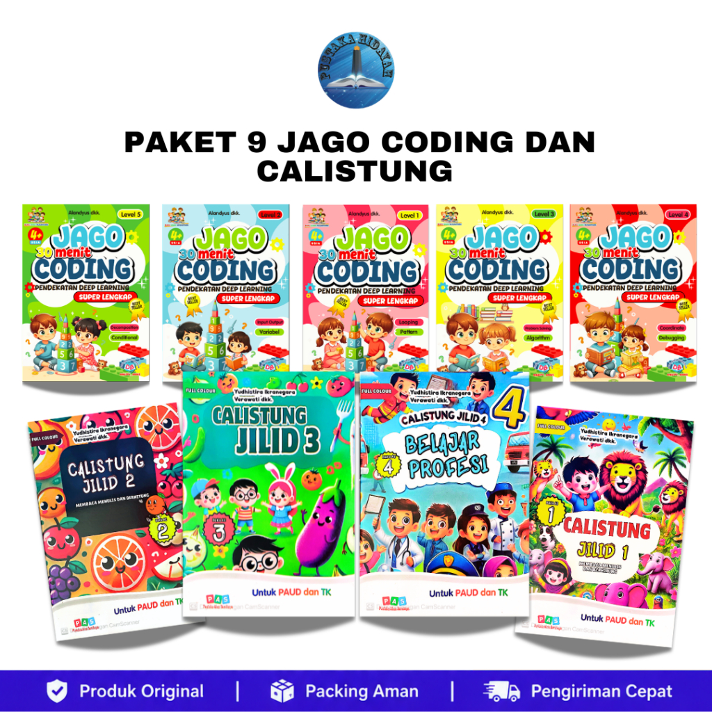 Buku Anak TK PAUD Paket 9 Jago Coding dan Calistung Penerbit Dinasty Books