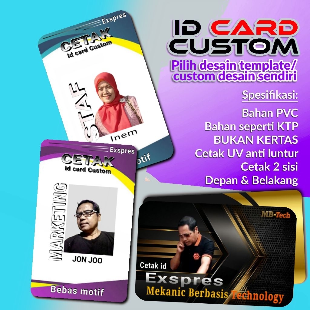 CUSTOM id card sablon uv timbal balik pvc