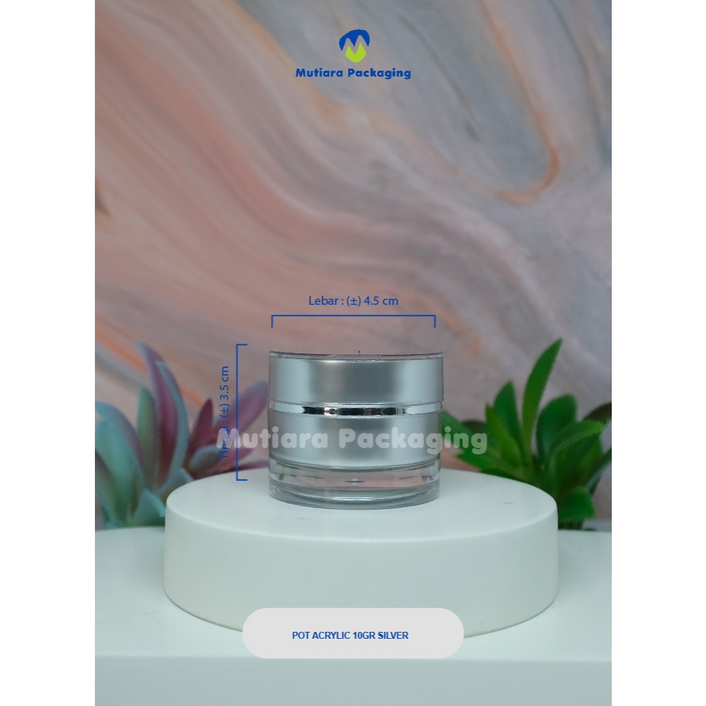 DISKON !!! POT ACRYLIC 10GR SILVER/ POT AKRILIK 10GR SILVER/ JAR 10GRAM