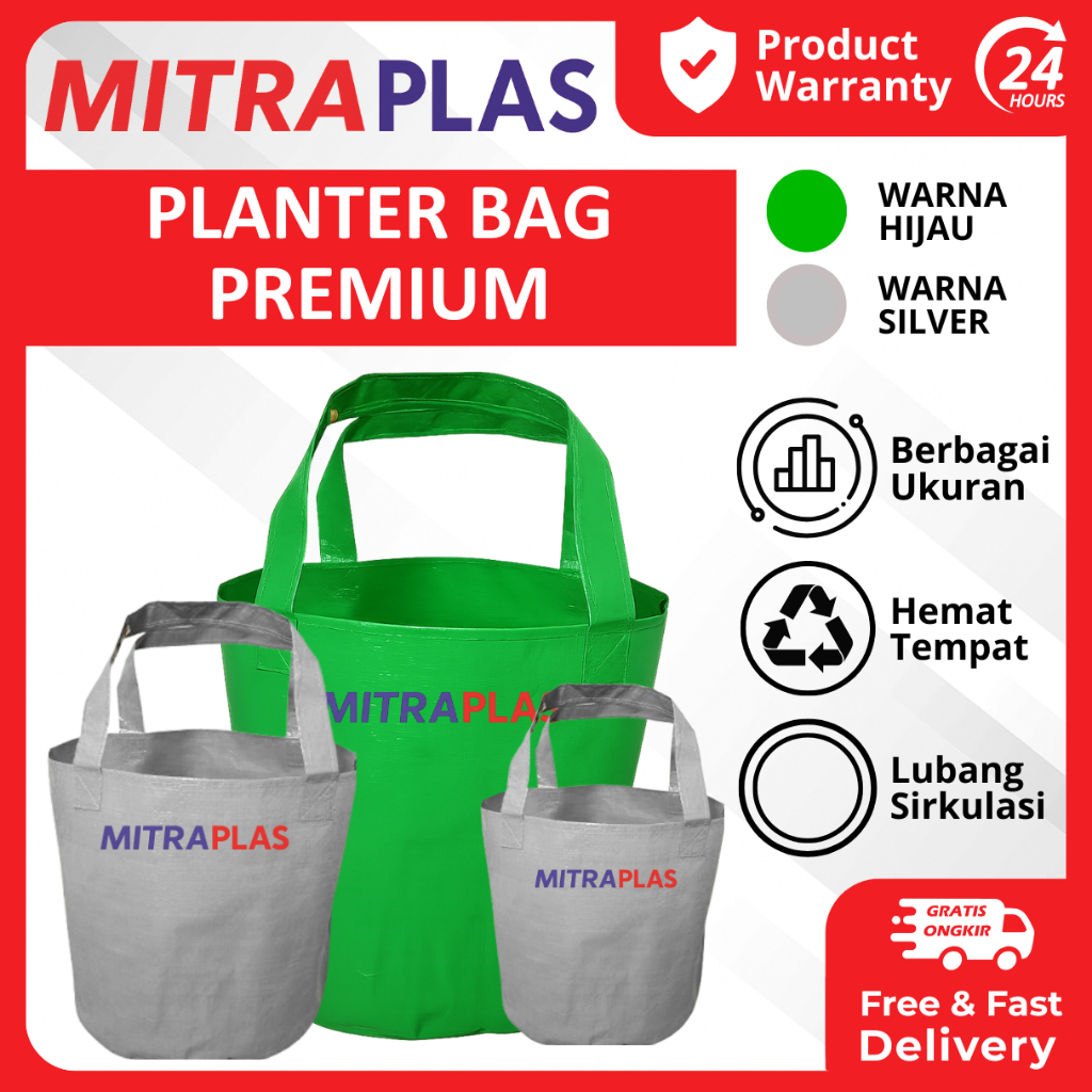 MITRAPLAS –  PLANTER BAG Terpal Jumbo Tebal Anti UV Panas Awet Pot Tanaman Sayur Dan Buah 0,7 Liter 