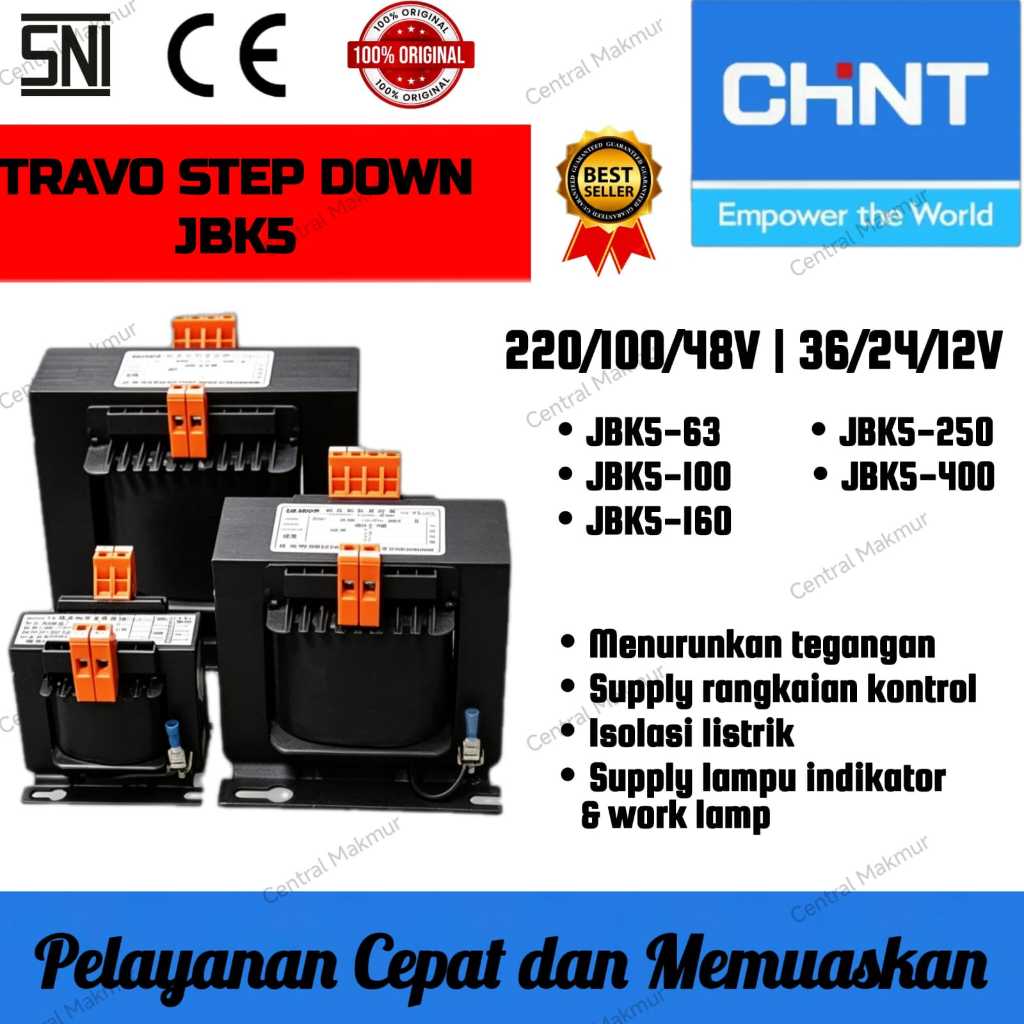 ORIGINAL Chint JBK5 Transformer Trafo Step Down 63VA 100VA 160VA 250VA 400VA IN 380V 220V