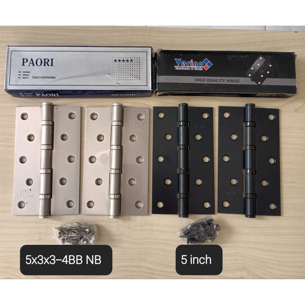 Engsel Pintu 5 Inch Hitam VERINO | Heavy Duty Engsel Tebal Black Doff Kuat & Awet & Engsel  Paori 5"