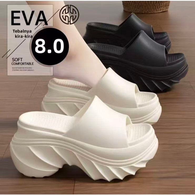 Gaya kaki Sandal Wanita Mode Tinggi 8cm Sandal Wanita Elegan Karet Sepatu Sandal Wanita Sandal Wanit
