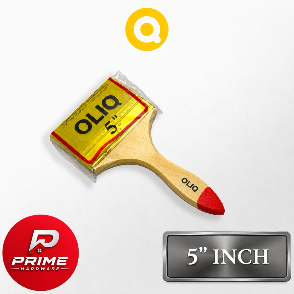 OLIQ Kuas Cat Tukang Bangunan - Gagang Kayu Ukuran Kuas 5" inch