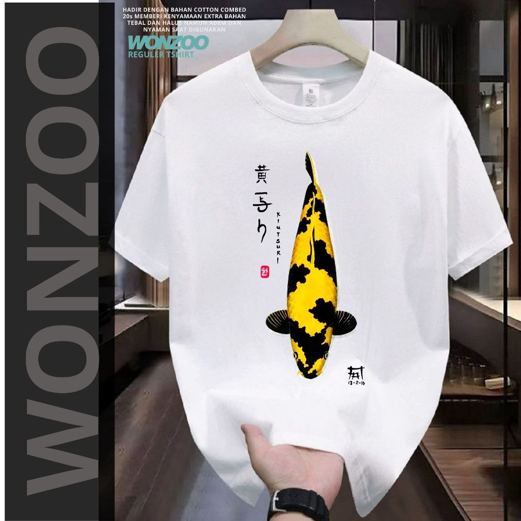 KAOS IKAN KOI KIUTSURI, KOHAKU, SHOWA-HAJIRO-GOSHIKI -BAJU KOI FARM (BAYAR DITEMPAT)