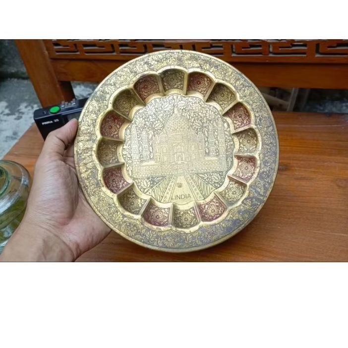 piring kuningan india antik jadul vintage