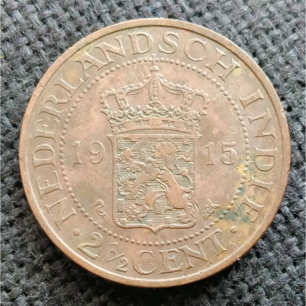 Koin Kuno Benggol Ned Indie 2,5 Cents tahun jarang 1915