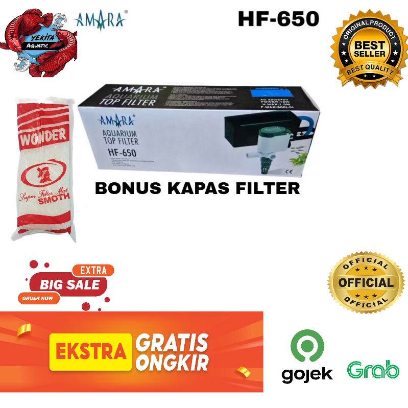Filter box Aquarium AMARA  POMPA AKUARIUM AMARA HF-650 / AMARA AA-203K MESIN LENGKAP AQUARIUM TOP FI