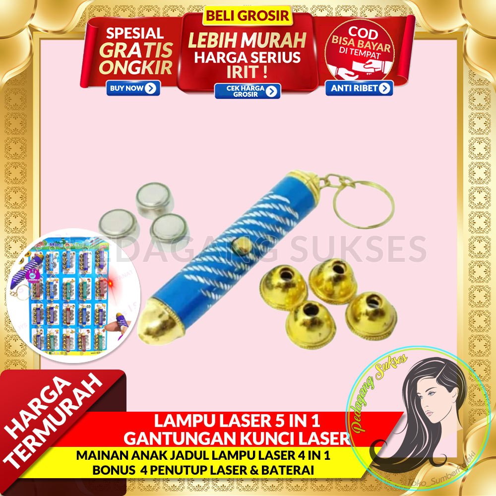 ECER 1 PCS Mainan Anak Jadul Lampu Laser 5 in 1 gantungan kunci laser mainan kucing senter laser poi