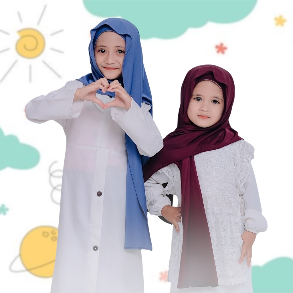 Pashmina Instan Inner Leher Anak Usia 4-10 Tahun Bahan Jersey Premium / kerudung Instan Pashmina Ana