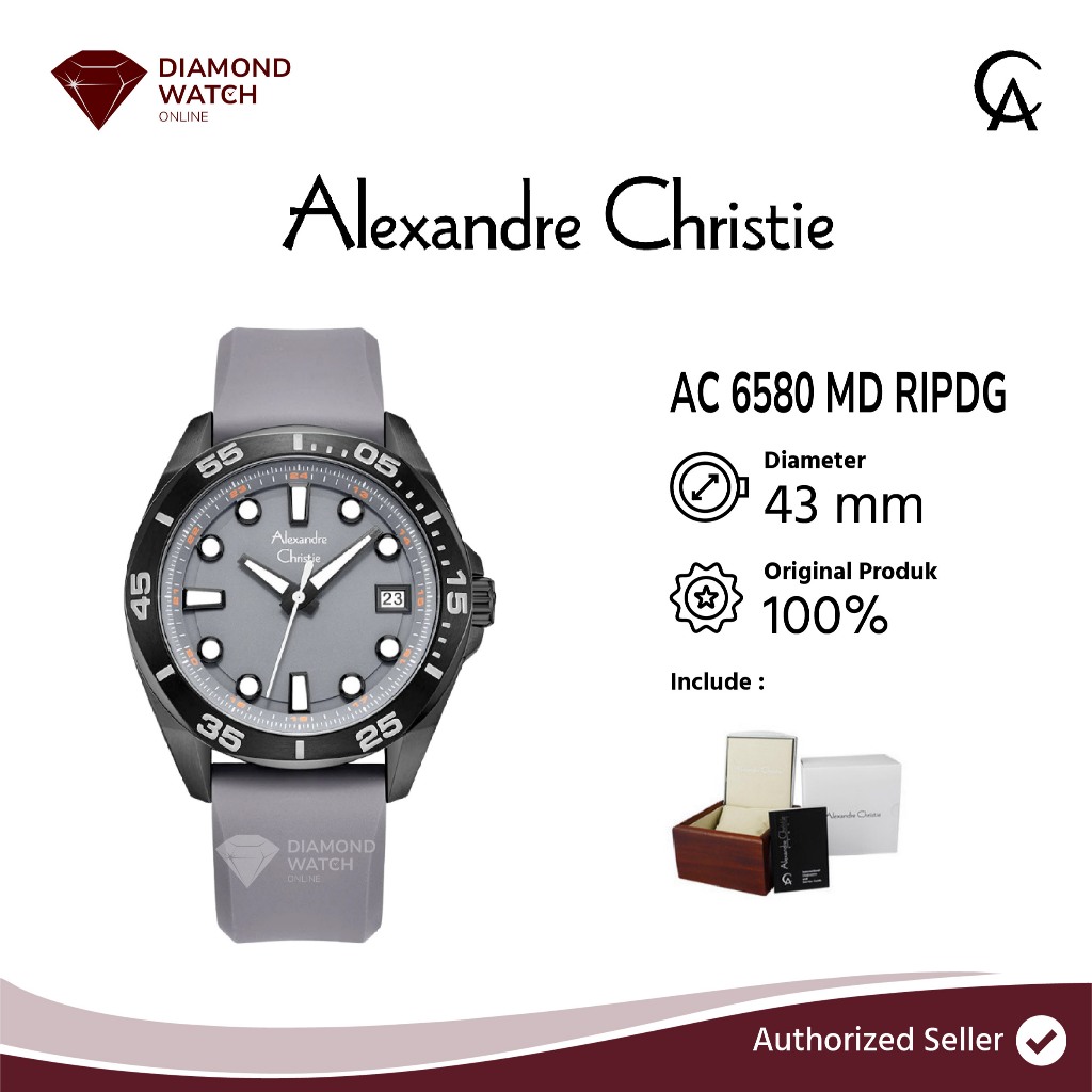 Alexandre Christie AC 6580 MD RIPDG Men Grey Dial Grey Rubber Strap