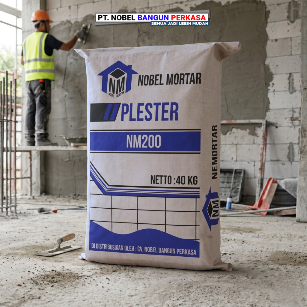 Semen Mortar Nobel Mortar Plester Dinding NM 200 40kg - Semen Instan Plesteran Bata Ringan Hebel - K