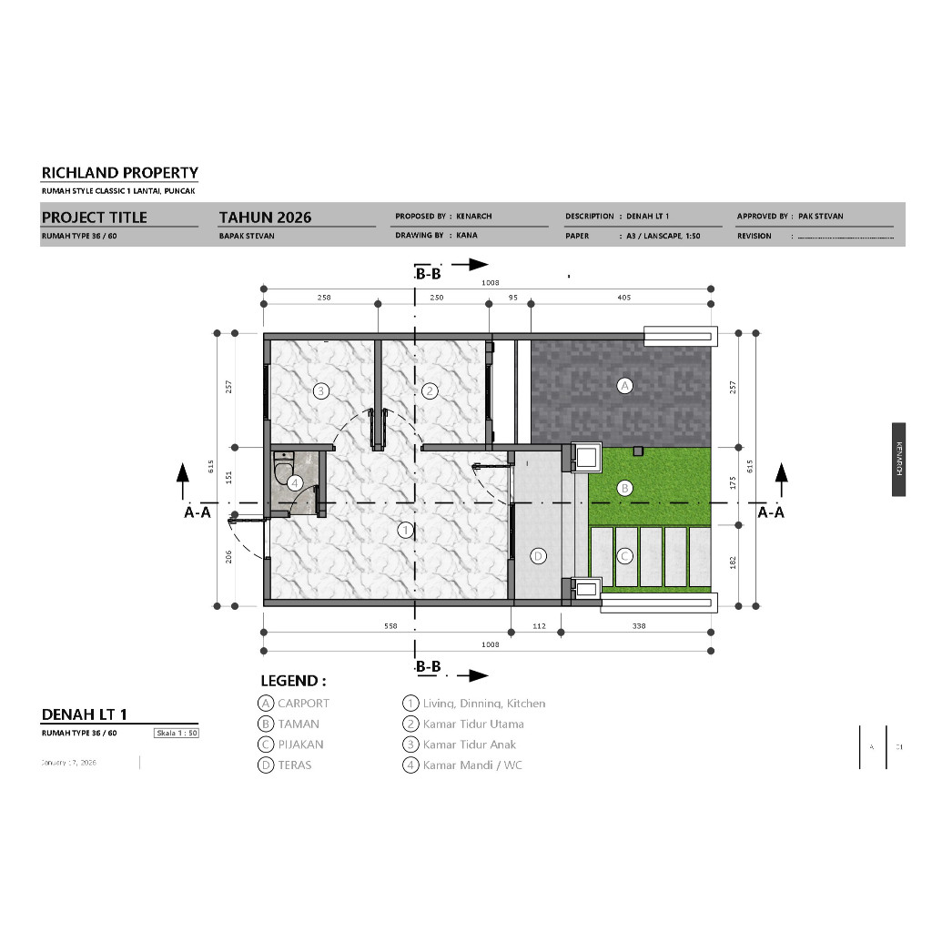 template sketchup layout - denah dan tampak