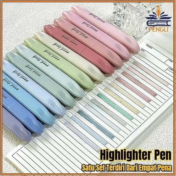 Set 4 Stabilo Highlighter Warna Pastel Lucu untuk Menandai Buku Catatan dan Jurnal