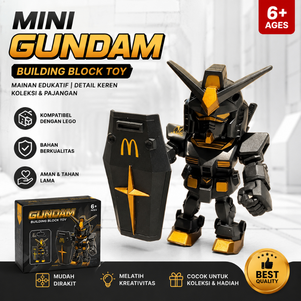 Robot Mini Gundam McDonald's - Mainan Edukasi Kompatibel LEGO - Hadiah untuk Anak