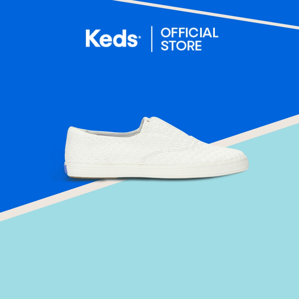 KEDS Women Ss26 Wf 55 Champion Round Toe Slip Daisy Eyelet Snow White Daisey-WF69368