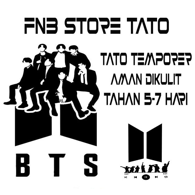 Tato Temporer BTS Sticker Tato Aman Dikulit Tahan 5-7 Hari