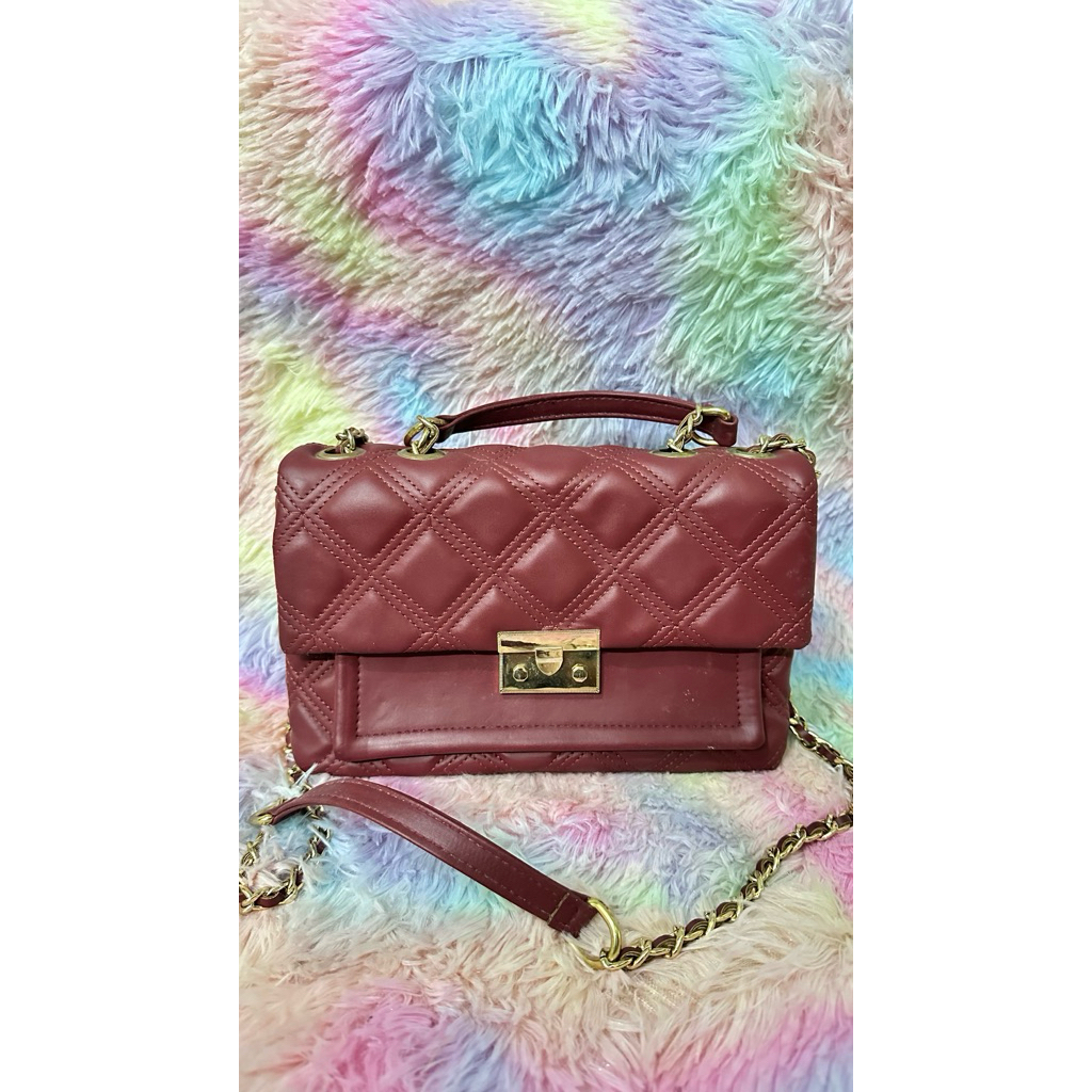 tas sally scarf maroon preloved