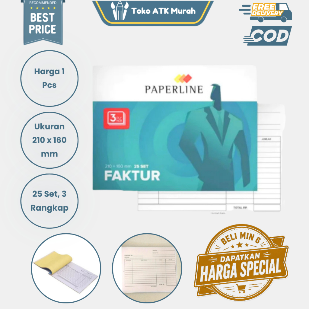 Buku Faktur Penjualan Paperline 3 Ply | Sales Invoice Book | Buku Invoice Nota Tembus 3 Rangkap