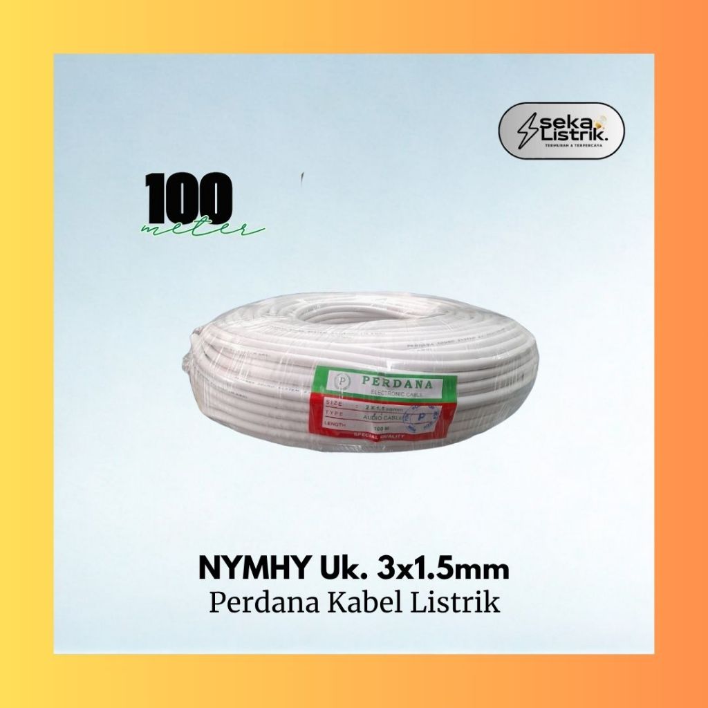 Perdana Kabel Listrik Serabut NYMHY 3 x 1.5mm Warna Putih @100m