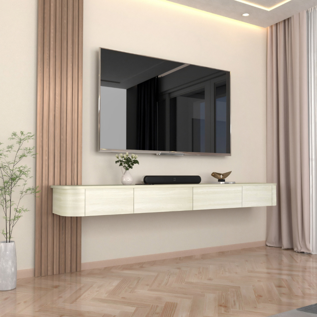 MODERN Orlando - Buffet TV Gantung Kayu / Meja TV Gantung / Rak TV Gantung / Kabinet TV Minimalis