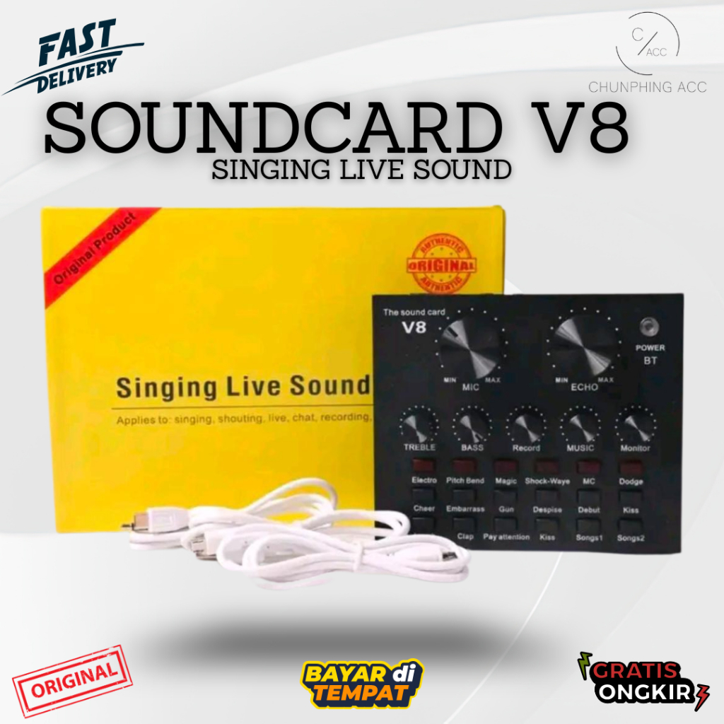 SOUND CARD V8 MICROPHONE PROFESSIONAL LIVE AUDIO EXTERNAL BLUETOOTH SINGING LIVE SOUND