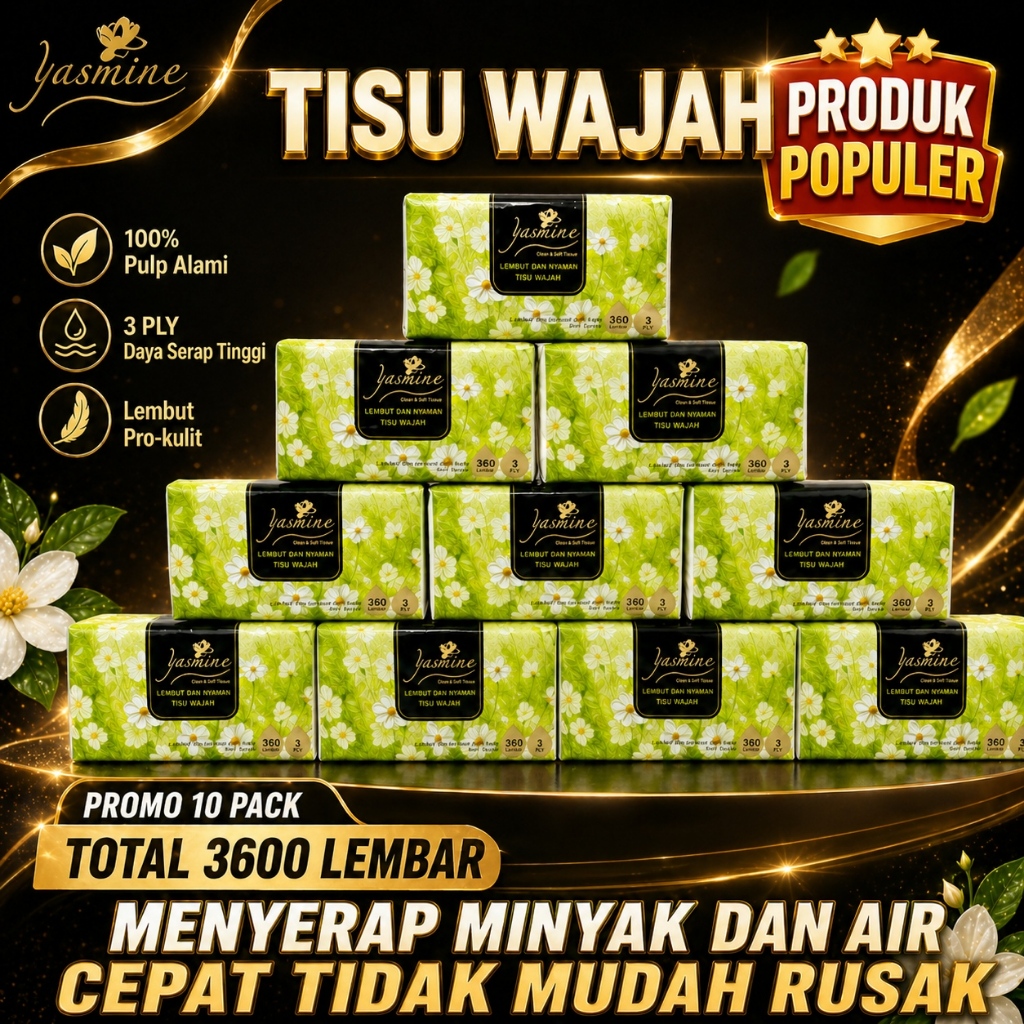 Yasmine facial tissue  360 helai 3 ply harga gratis ongkir bisa cod tisu murah promo tissue