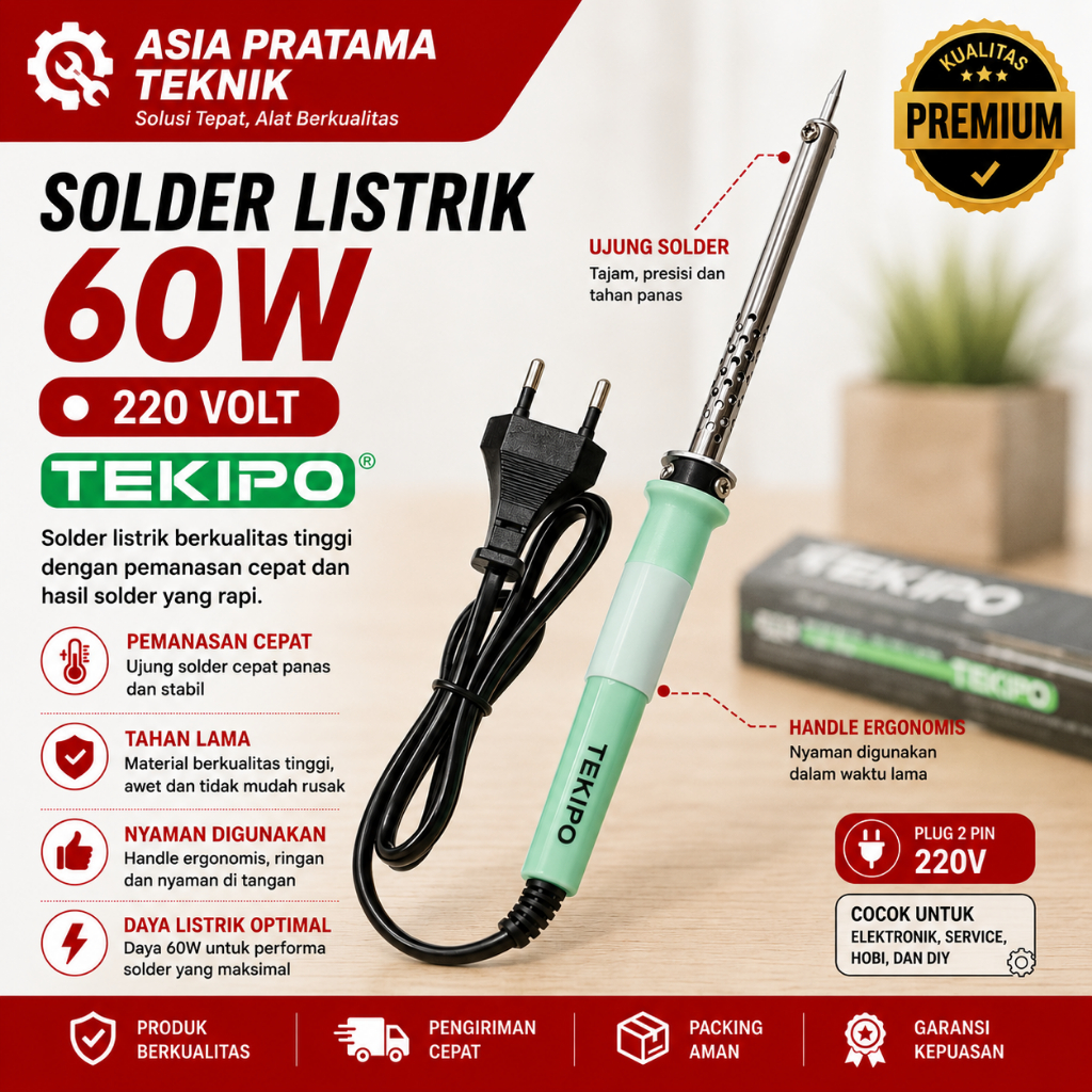 Tekiro Solder 60 Watt Model Lurus / Solder Listrik 60Watt / Solder 60W tekiro
