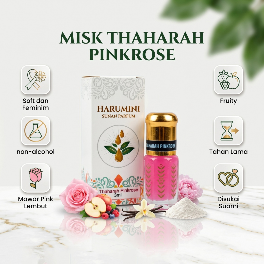PARFUM MISK THAHARAH PINKROSE , PARFUM PEMIKAT SUAMI , PARFUM IBADAH , MISK THAHARAH PINK