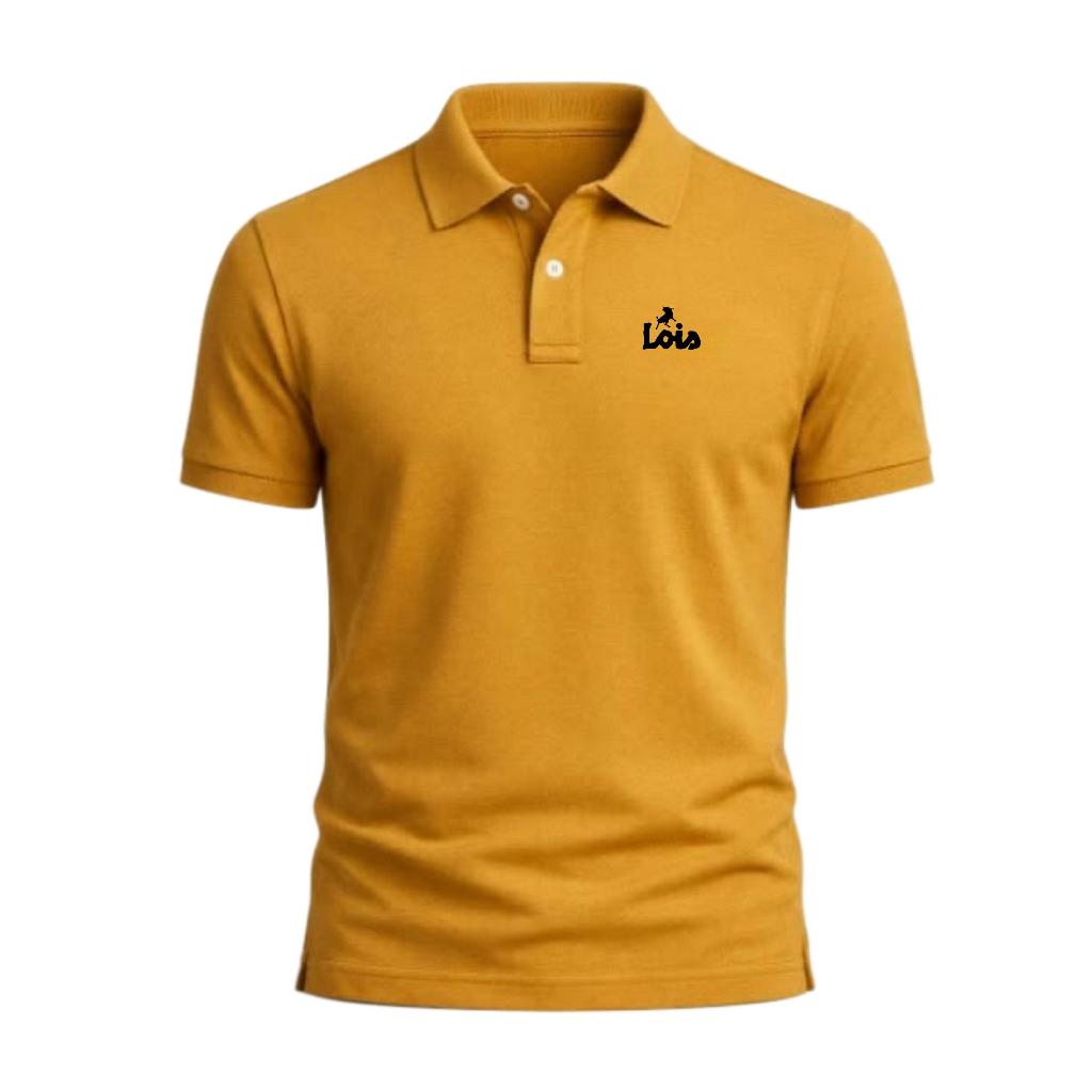 Polo Shirt Distro Lois Kaos Kerah Premium Kaos Santai Kaos Harian -Mustard